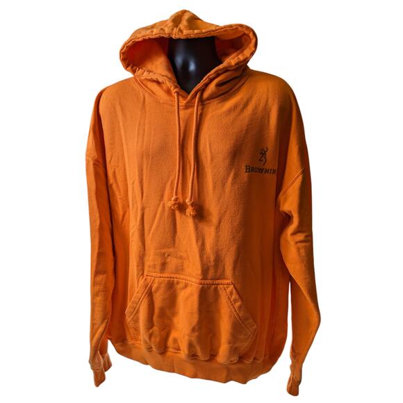 Browning Orange Hoodie Mens 2XL Hunting Sweatshirt Pullover Hiking Kangaroo - Picture 6 of 14